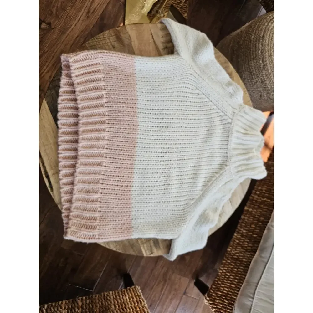 Reiss Hettie Chunky Knit Roll Neck Color Block Wool Blend Sweater L EUC - Picture 8 of 10